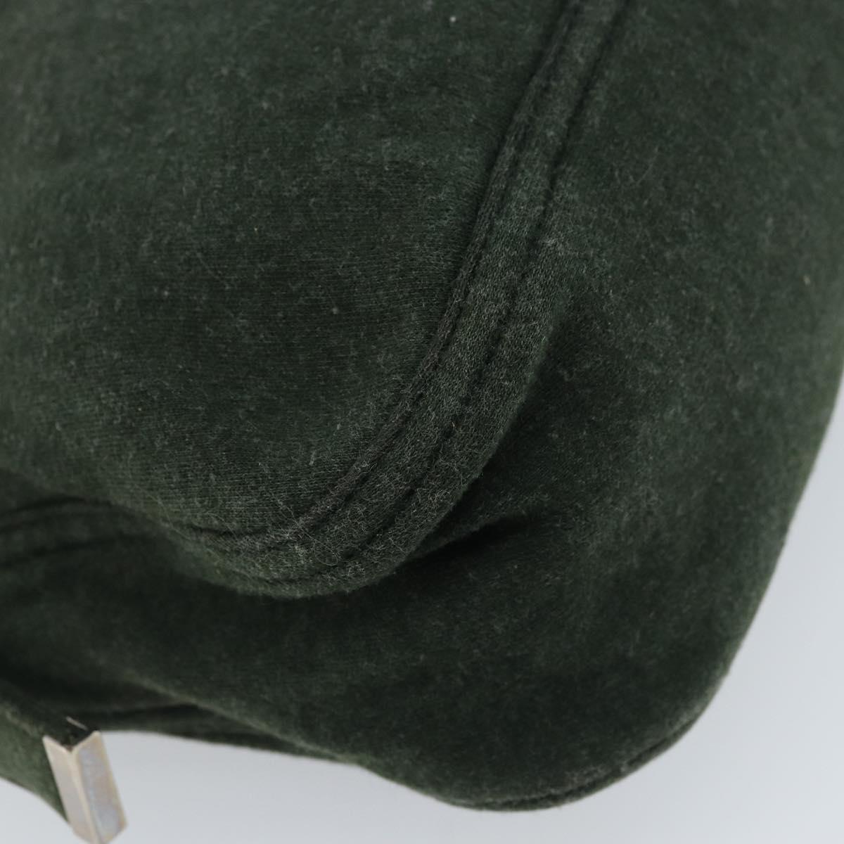 FENDI Mamma Baguette Shoulder Bag Cotton Green Silver Auth 173205