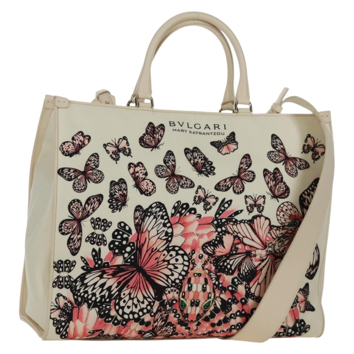 BVLGARI Bag Canvas 2way MARY KATRANTZOU Collaboration White Gold Auth 173206M