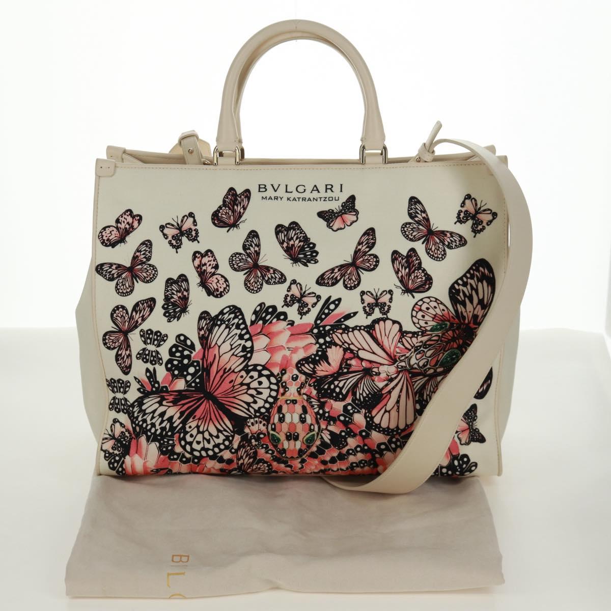 BVLGARI Bag Canvas 2way MARY KATRANTZOU Collaboration White Gold Auth 173206M