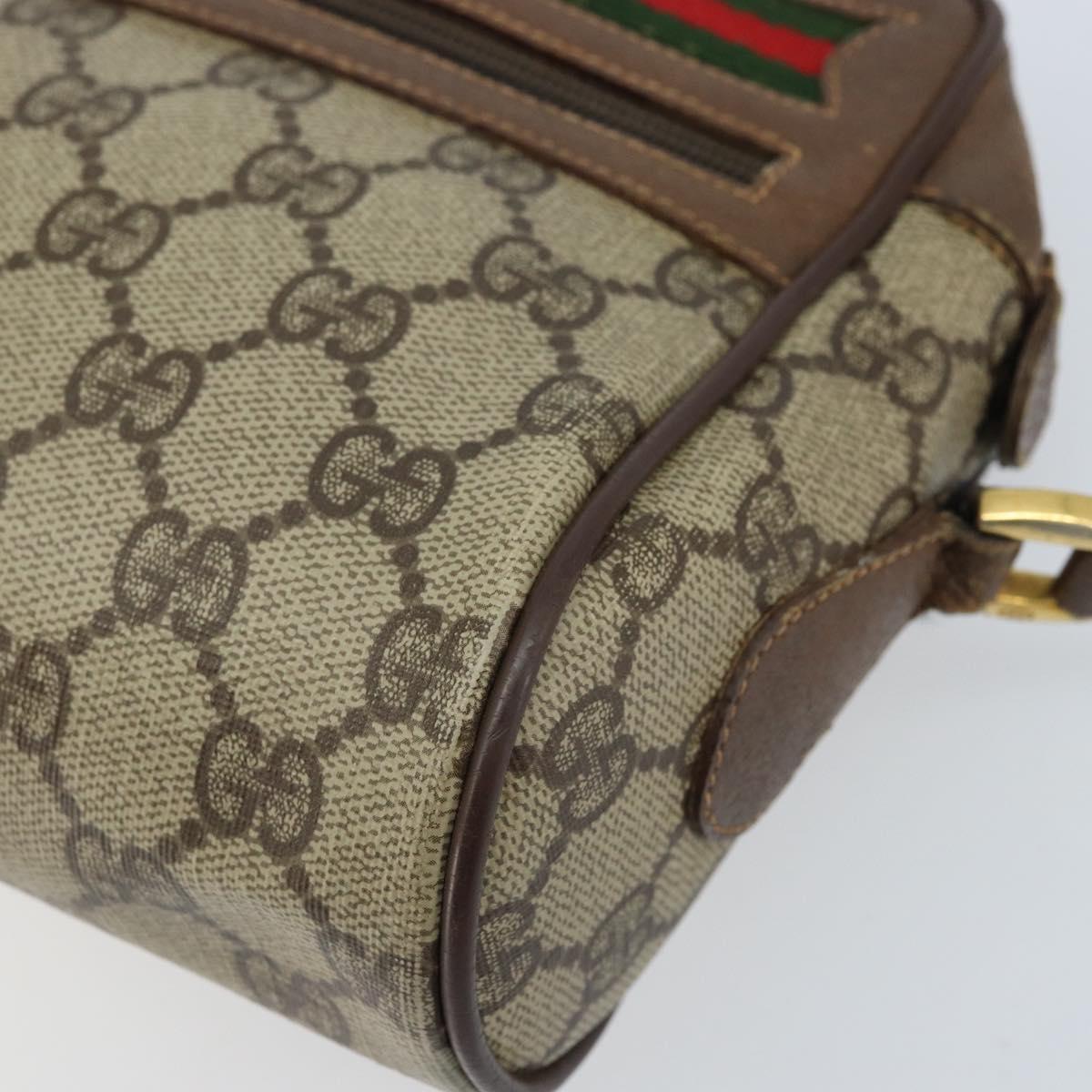 GUCCI GG Supreme Web Sherry Line Bag PVC Beige Gold 119 02 087 Auth 173208