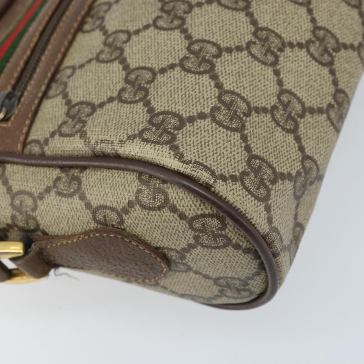 GUCCI GG Supreme Web Sherry Line Bag PVC Beige Gold 119 02 087 Auth 173208