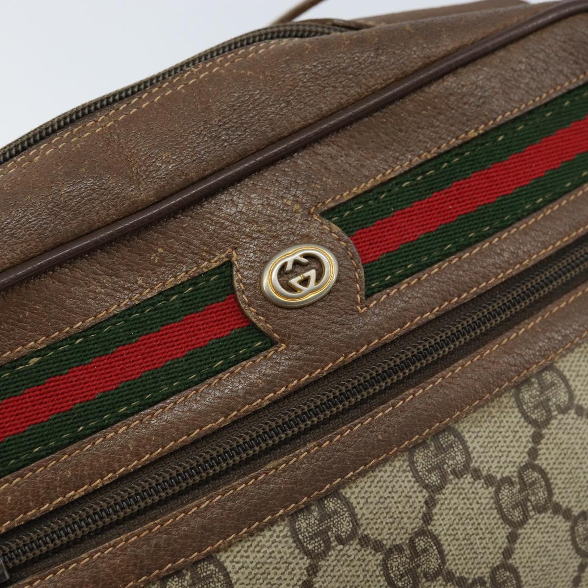 GUCCI GG Supreme Web Sherry Line Bag PVC Beige Gold 119 02 087 Auth 173208