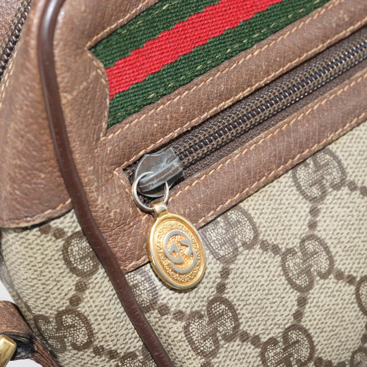 GUCCI GG Supreme Web Sherry Line Bag PVC Beige Gold 119 02 087 Auth 173208