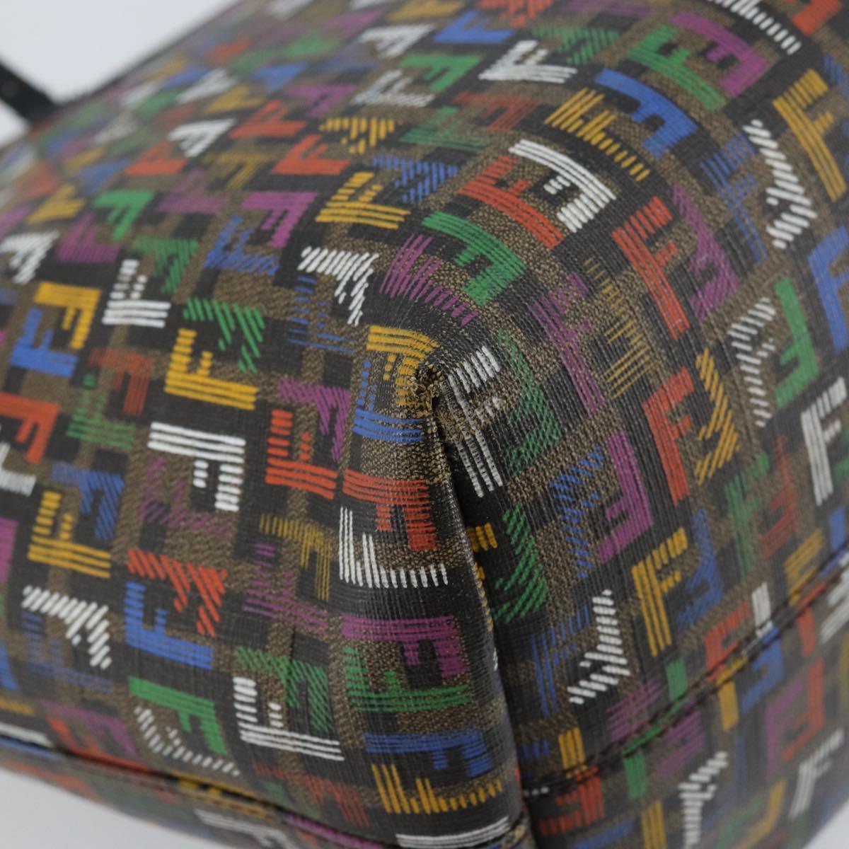 FENDI Zucchino Canvas Tote Bag PVC Multicolor Gold Auth 173210A