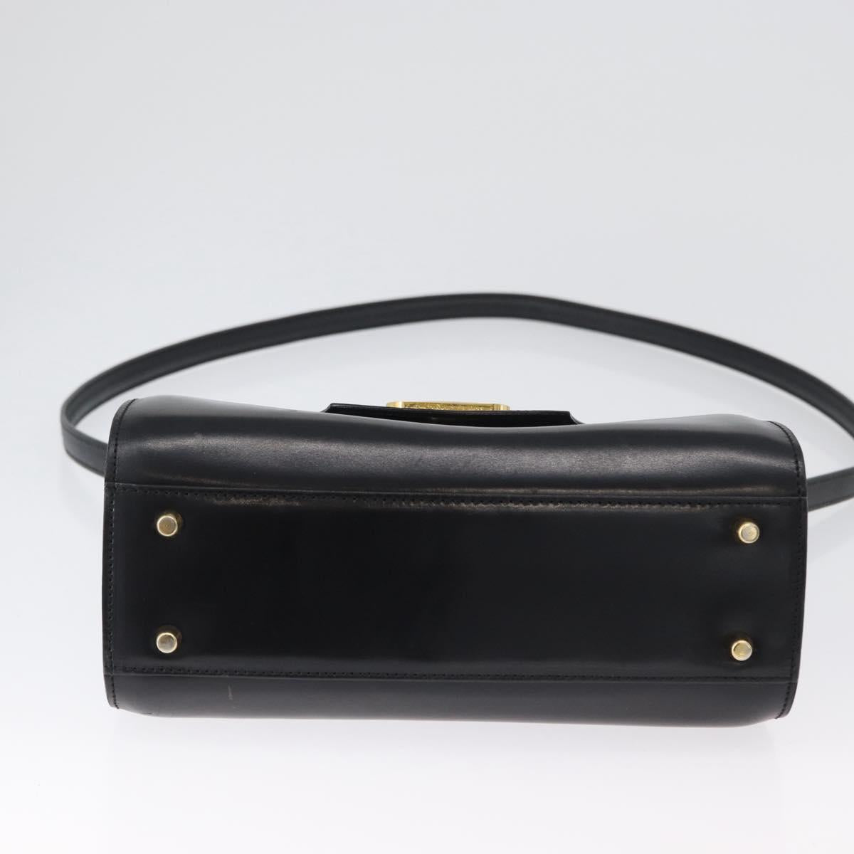 BALLY Hand Bag Leather 2way Black Gold Auth 173218