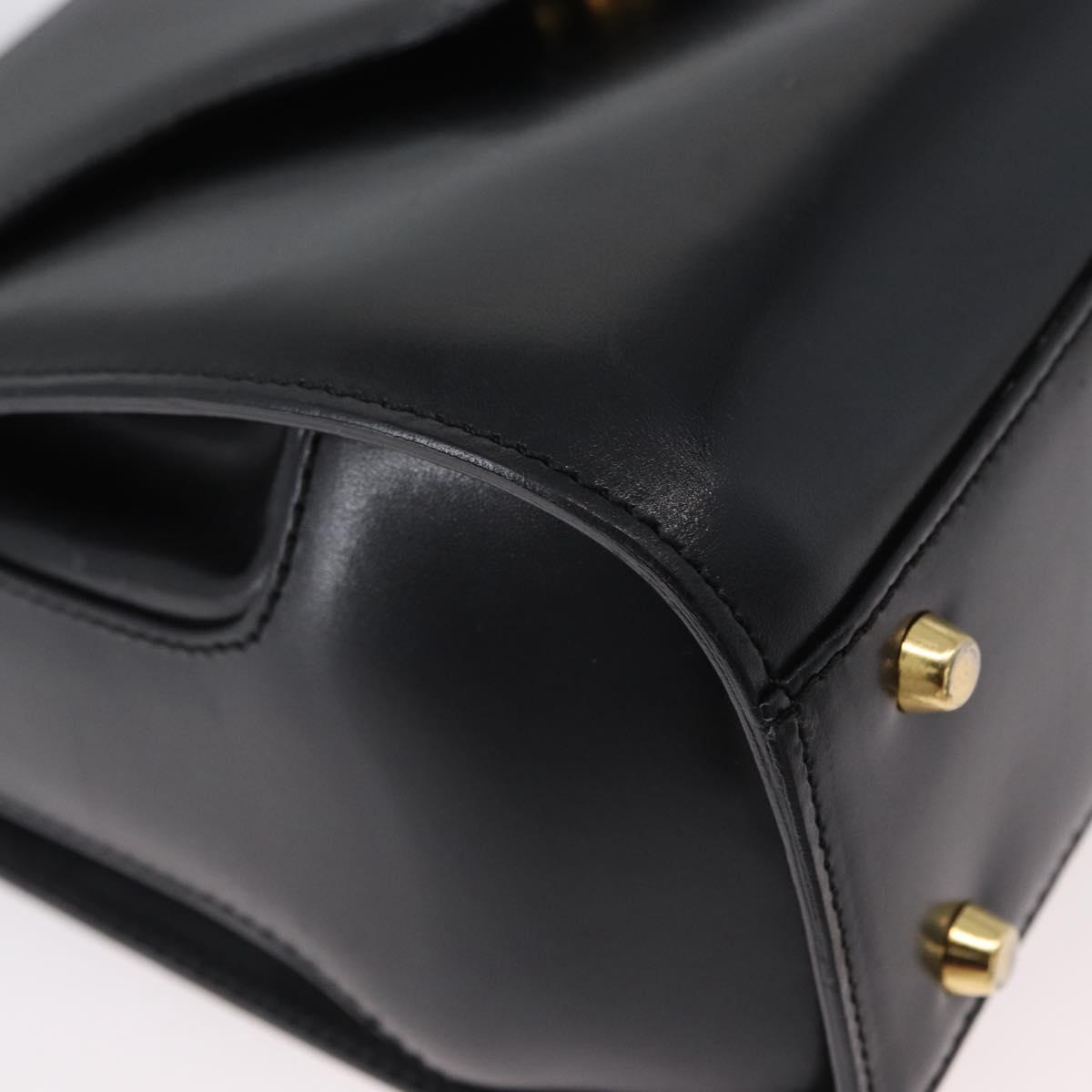 BALLY Hand Bag Leather 2way Black Gold Auth 173218