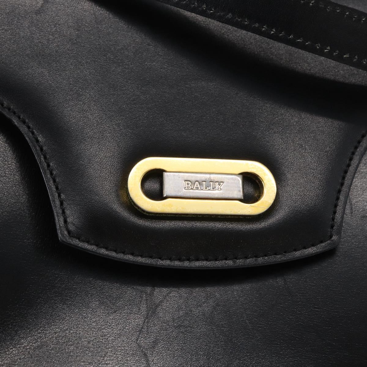 BALLY Hand Bag Leather 2way Black Gold Auth 173218