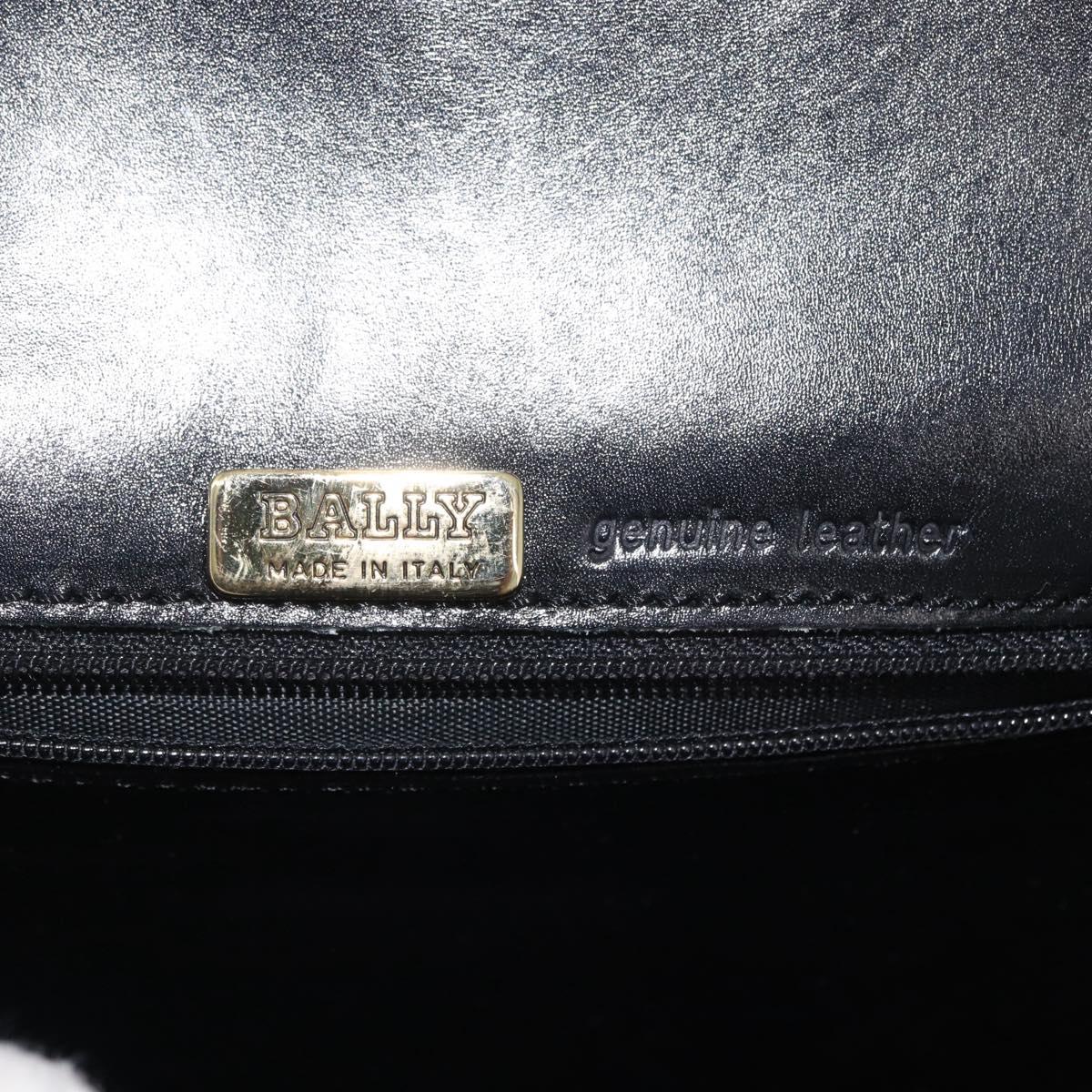 BALLY Hand Bag Leather 2way Black Gold Auth 173218