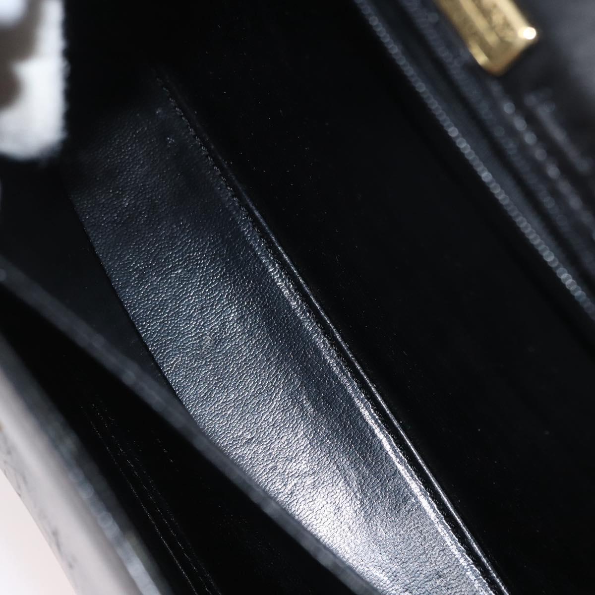 BALLY Hand Bag Leather 2way Black Gold Auth 173218