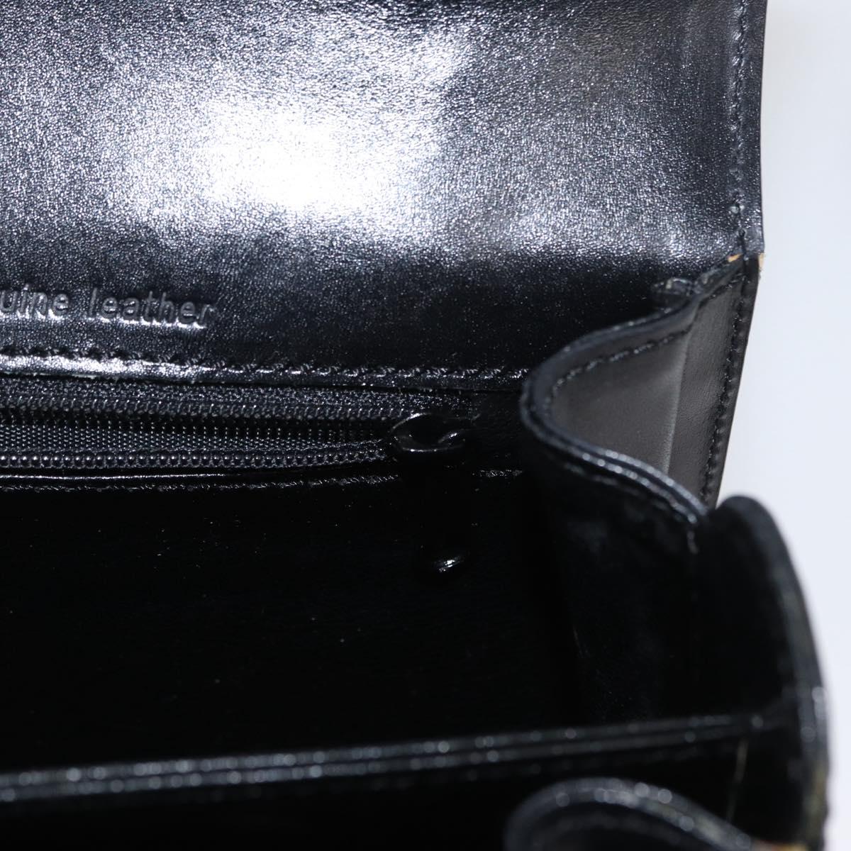 BALLY Hand Bag Leather 2way Black Gold Auth 173218
