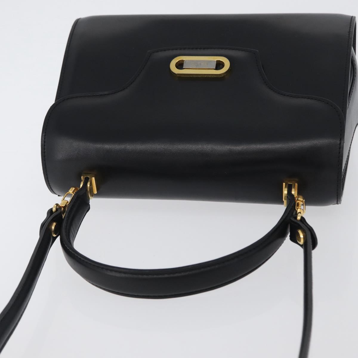 BALLY Hand Bag Leather 2way Black Gold Auth 173218