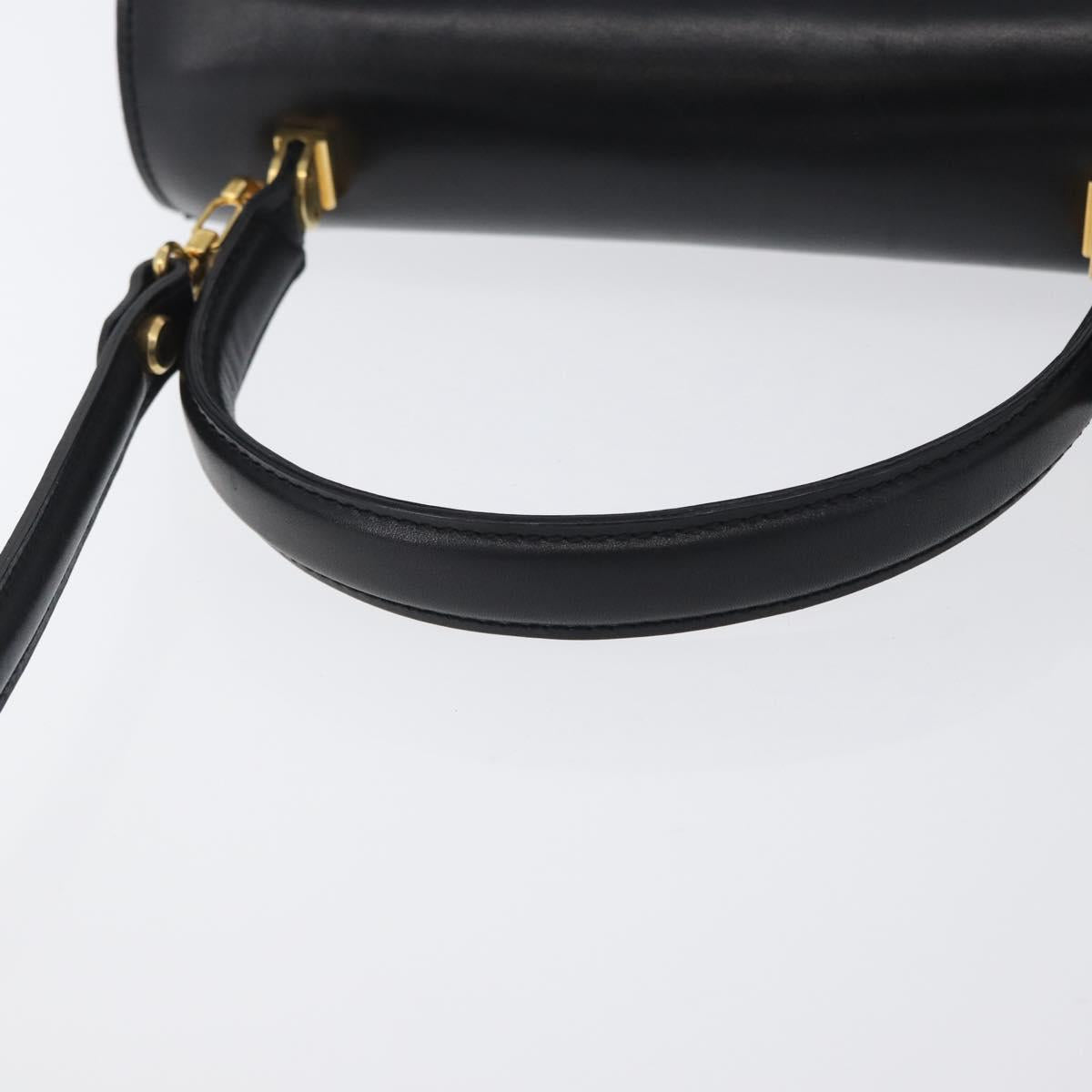 BALLY Hand Bag Leather 2way Black Gold Auth 173218