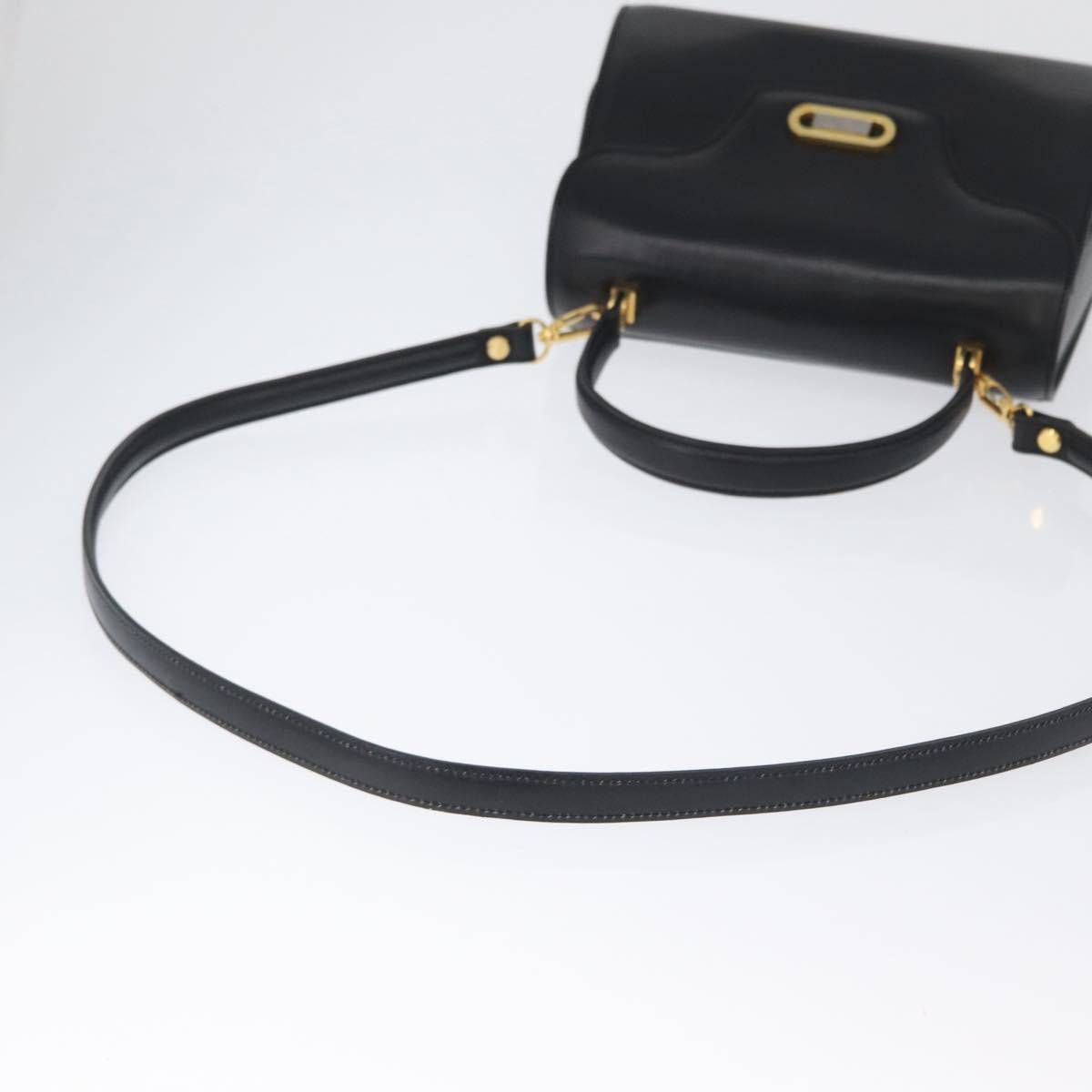BALLY Hand Bag Leather 2way Black Gold Auth 173218