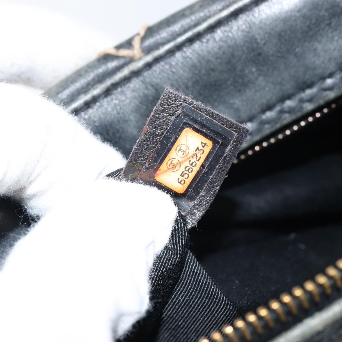CHANEL Wild Stitch Hand Bag Leather Black CC Auth 173219