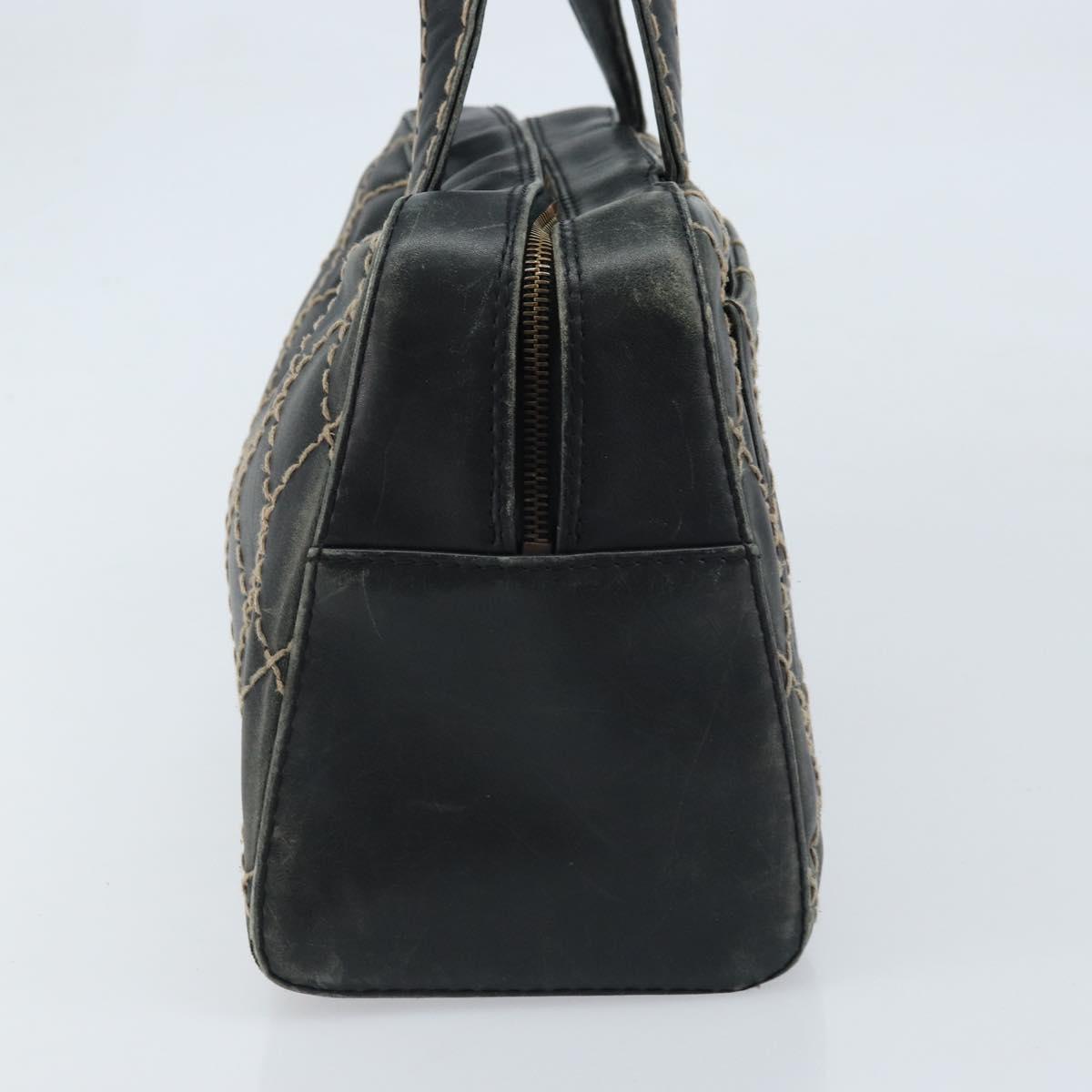 CHANEL Wild Stitch Hand Bag Leather Black CC Auth 173219