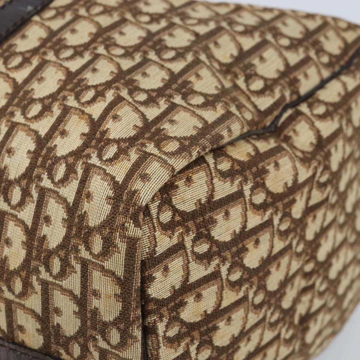 Christian Dior Trotter Canvas Boston Bag Brown Gold Auth 173220