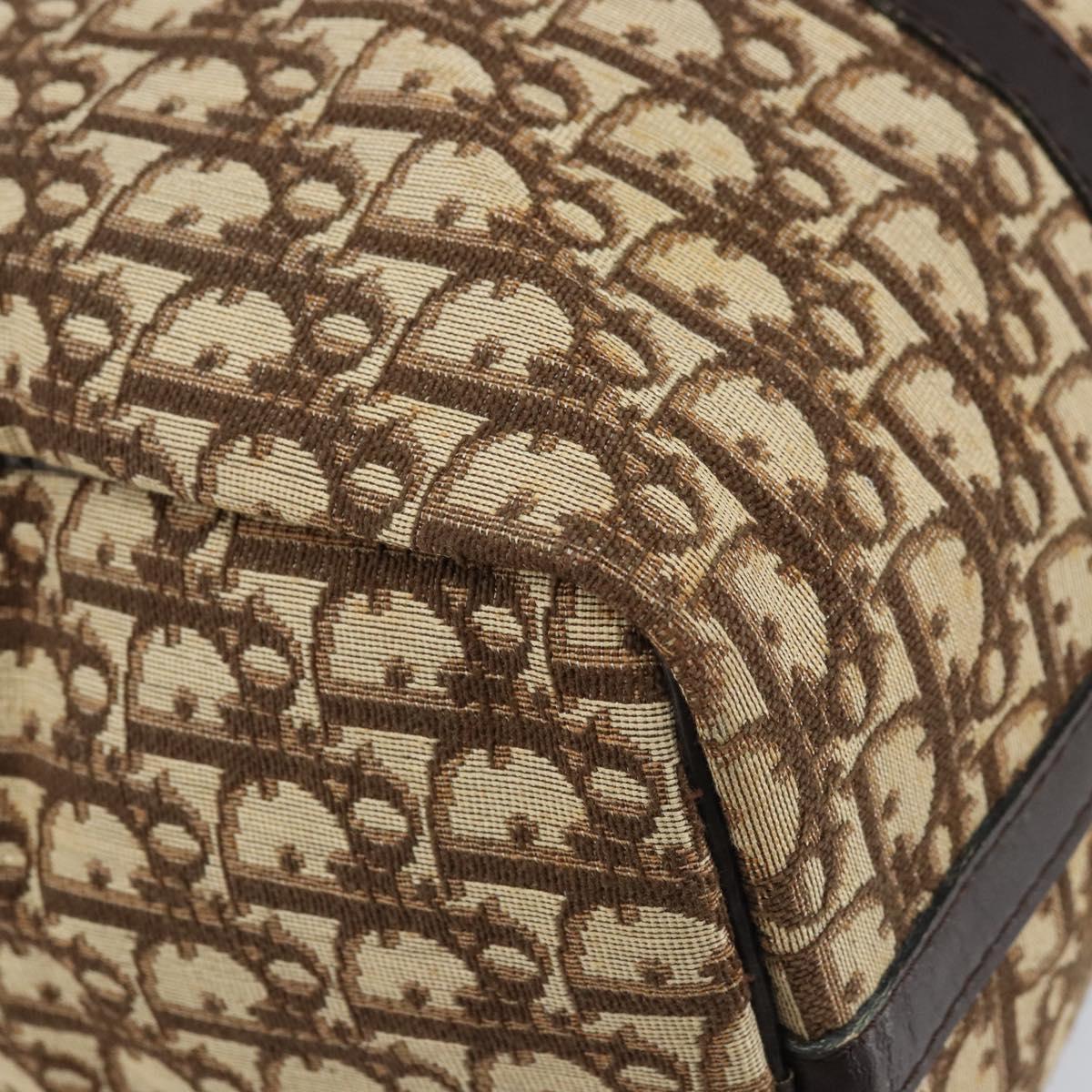 Christian Dior Trotter Canvas Boston Bag Brown Gold Auth 173220