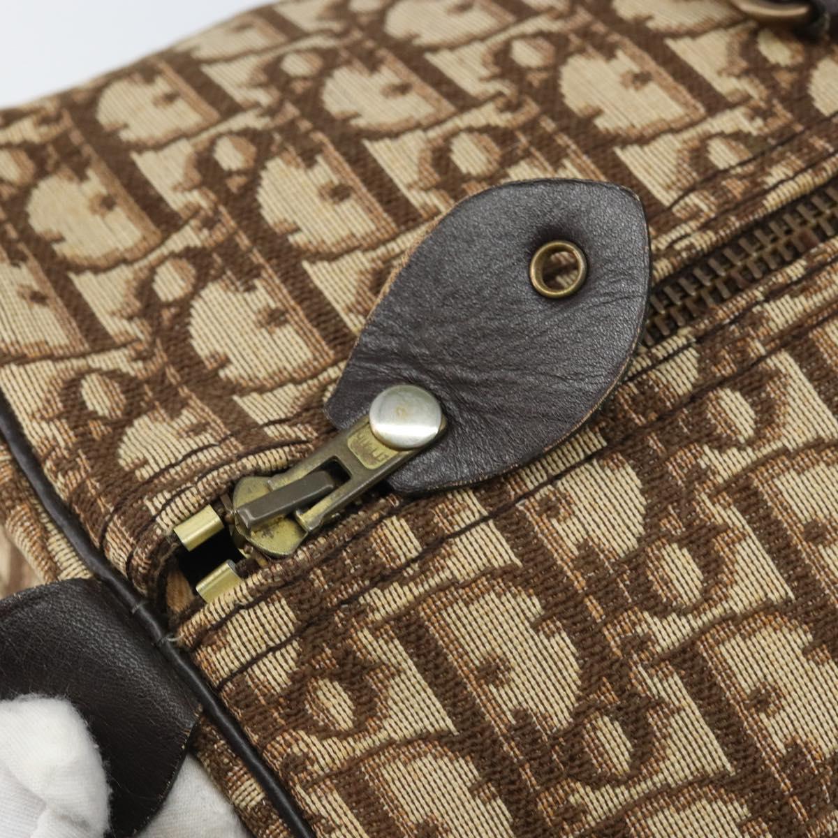 Christian Dior Trotter Canvas Boston Bag Brown Gold Auth 173220