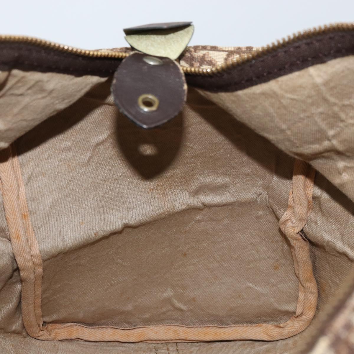 Christian Dior Trotter Canvas Boston Bag Brown Gold Auth 173220
