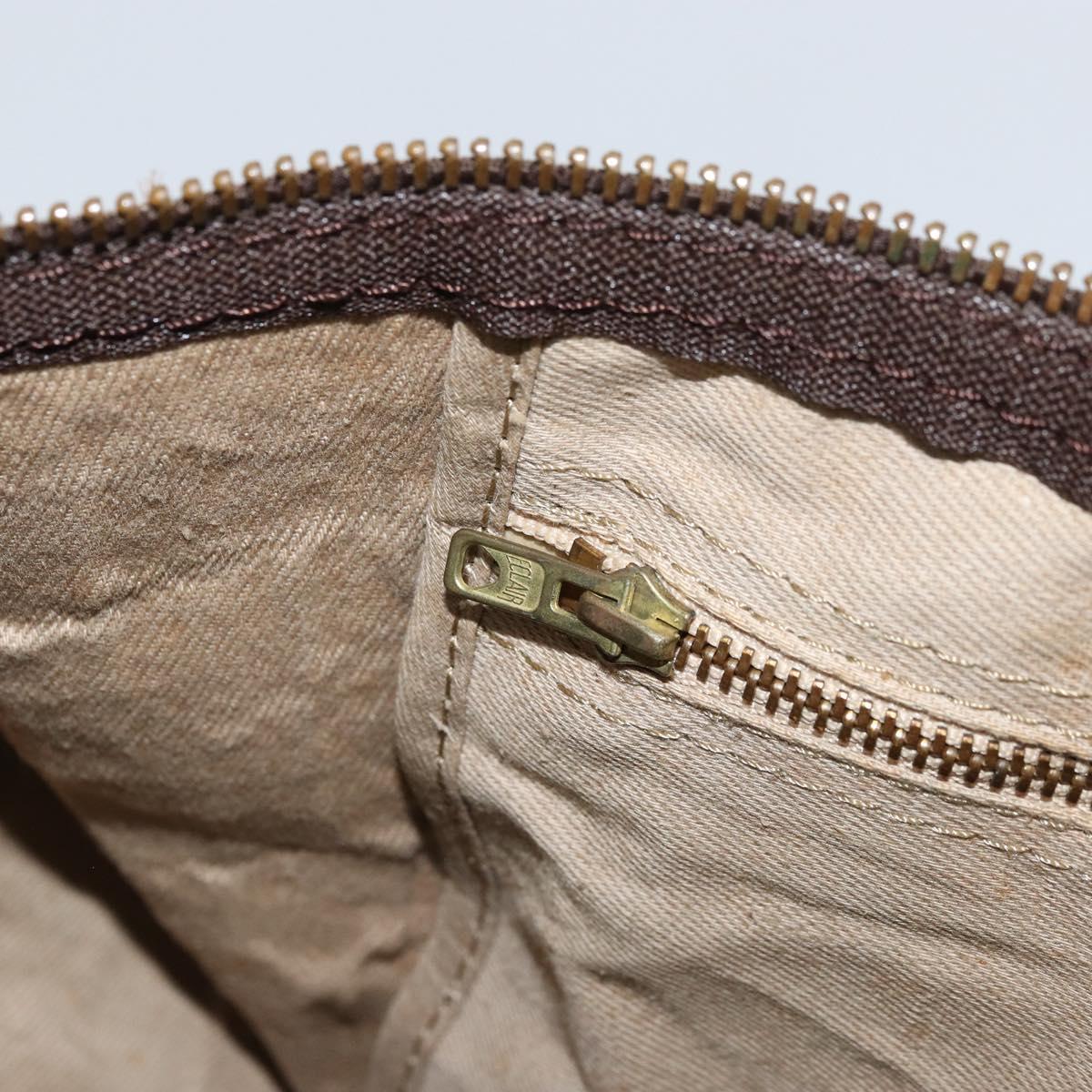Christian Dior Trotter Canvas Boston Bag Brown Gold Auth 173220