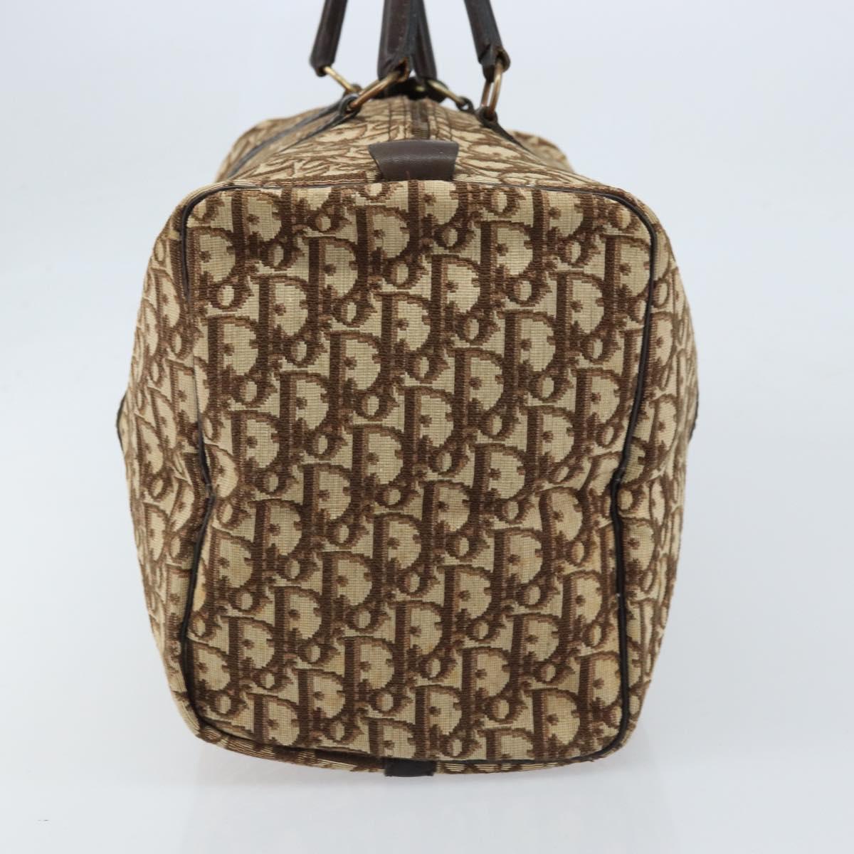 Christian Dior Trotter Canvas Boston Bag Brown Gold Auth 173220