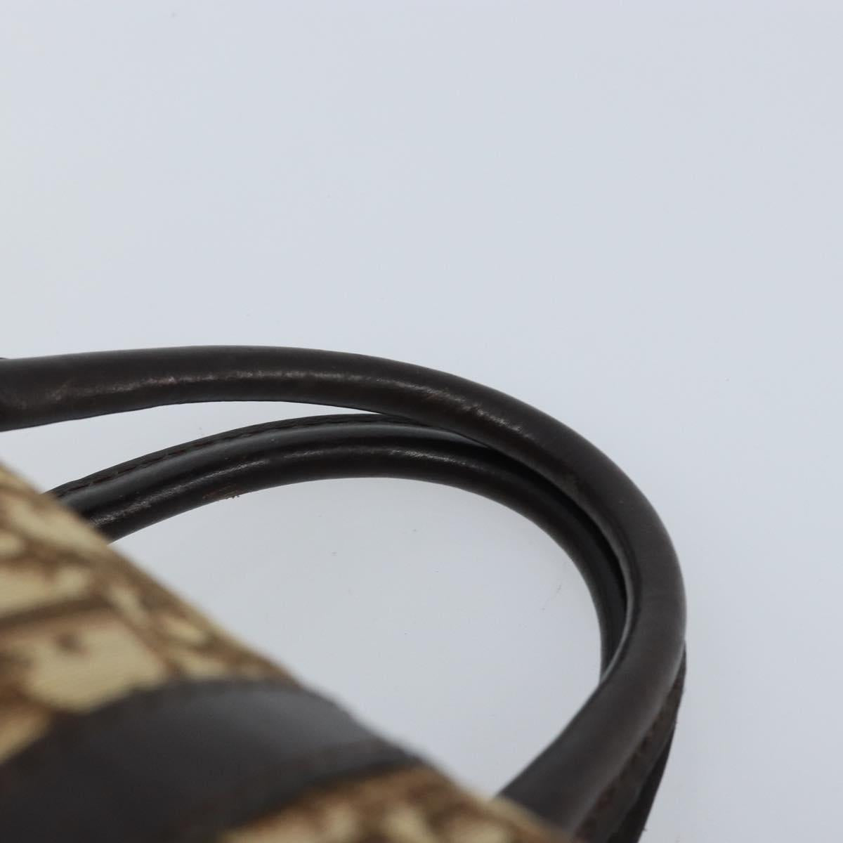 Christian Dior Trotter Canvas Boston Bag Brown Gold Auth 173220