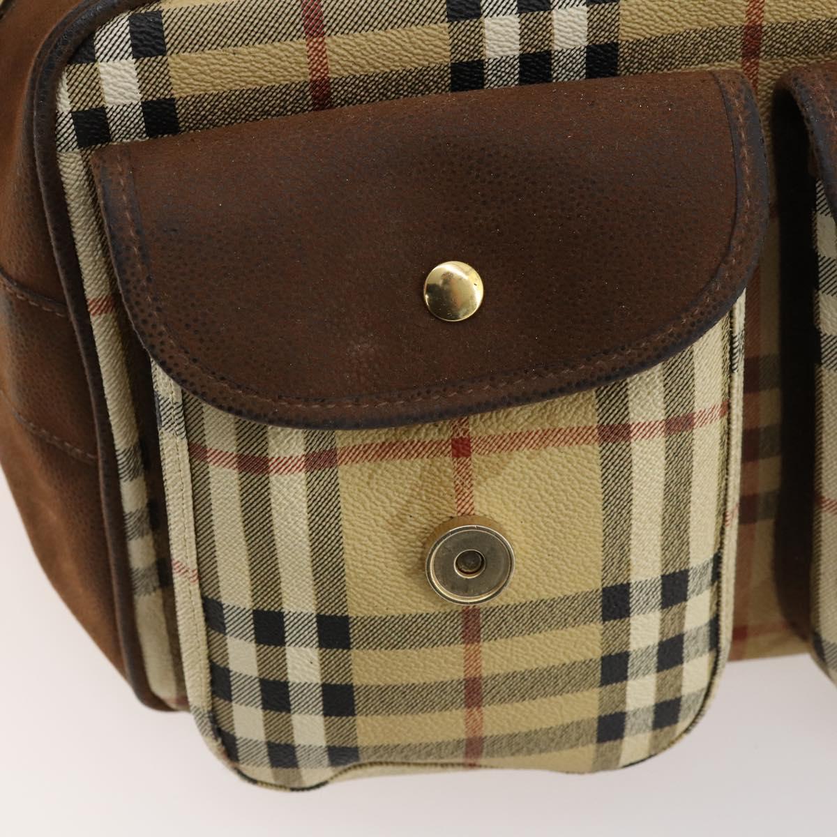 Burberrys Nova Check Shoulder Bag PVC Beige Gold Auth 173230