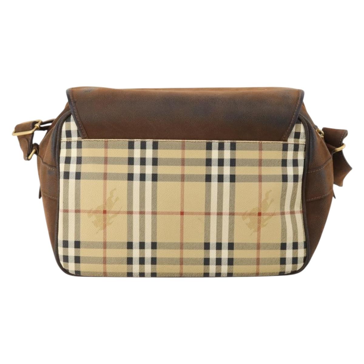 Burberrys Nova Check Shoulder Bag PVC Beige Gold Auth 173230