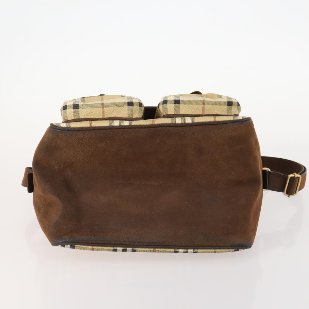 Burberrys Nova Check Shoulder Bag PVC Beige Gold Auth 173230