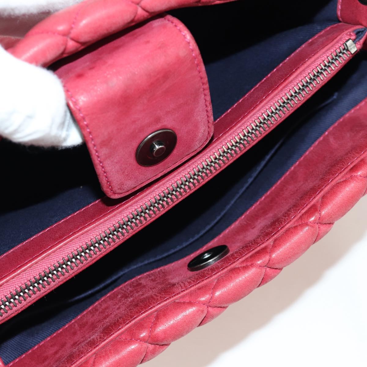 CHANEL Chain Shoulder Bag Leather Red CC Auth 173242SAV