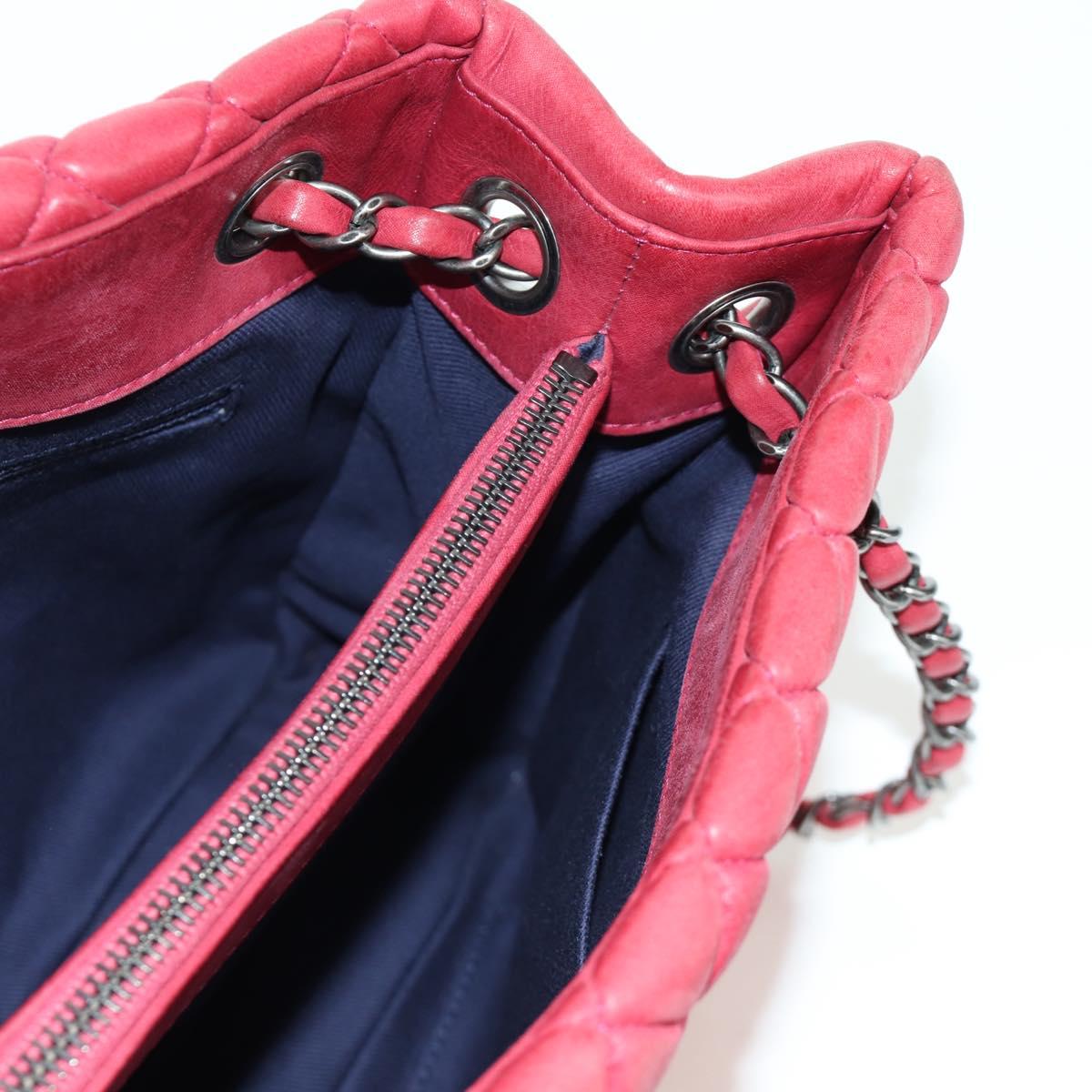 CHANEL Chain Shoulder Bag Leather Red CC Auth 173242SAV