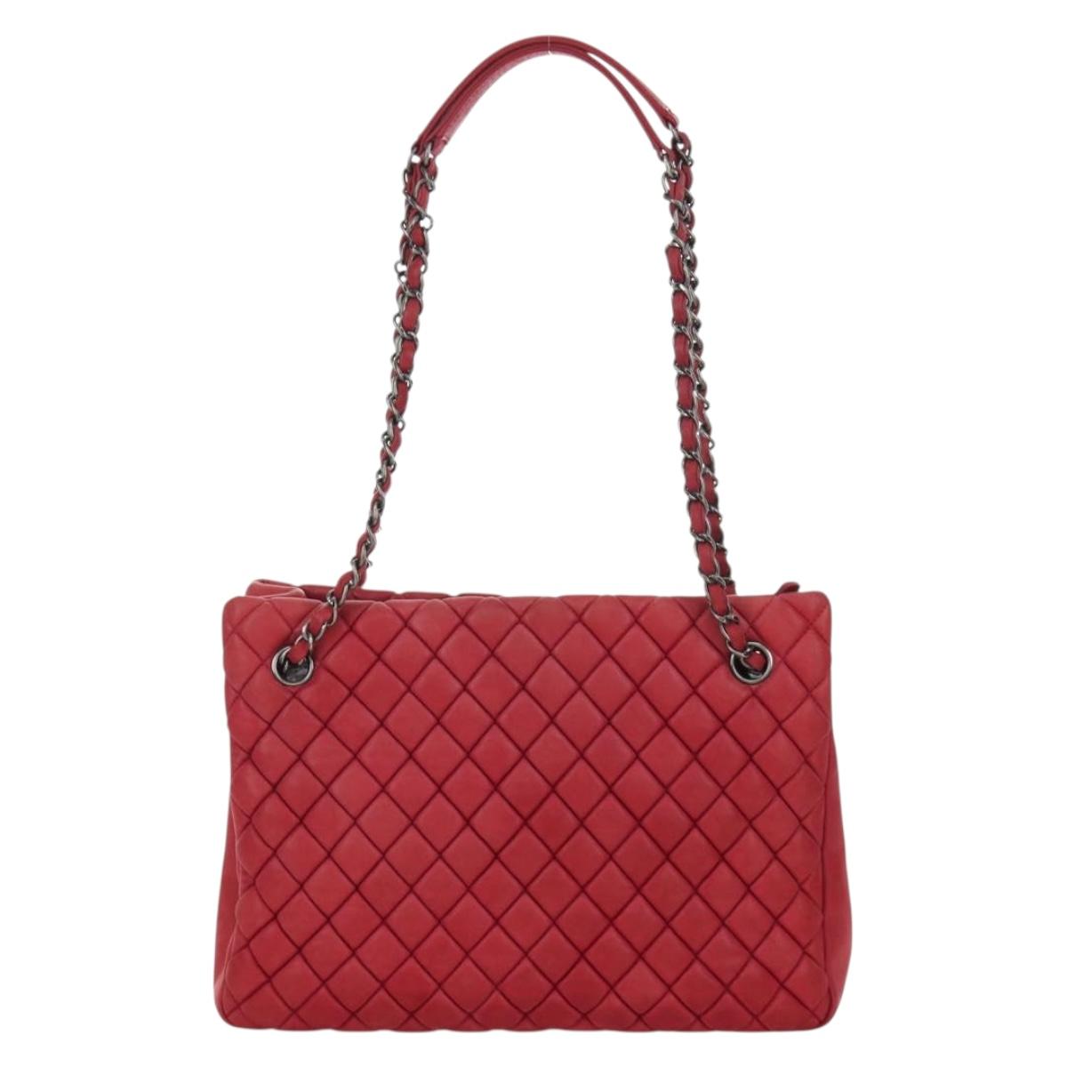 CHANEL Chain Shoulder Bag Leather Red CC Auth 173242SAV