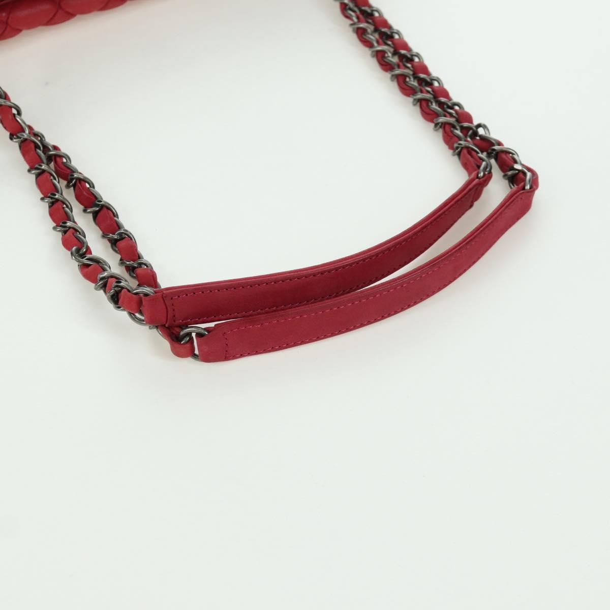 CHANEL Chain Shoulder Bag Leather Red CC Auth 173242SAV