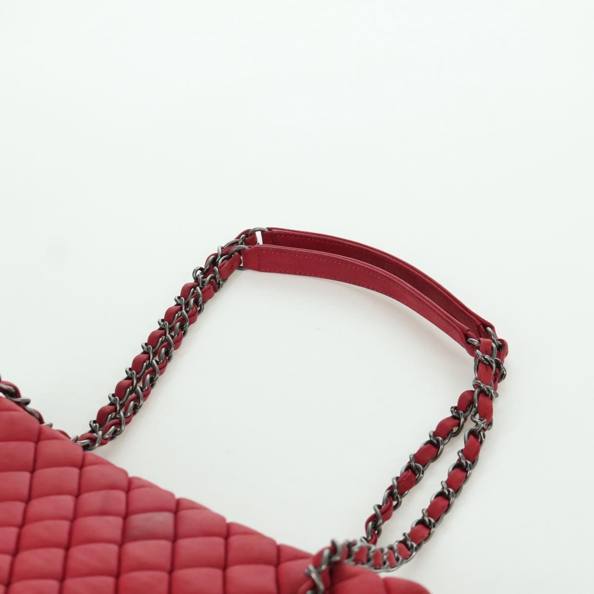 CHANEL Chain Shoulder Bag Leather Red CC Auth 173242SAV
