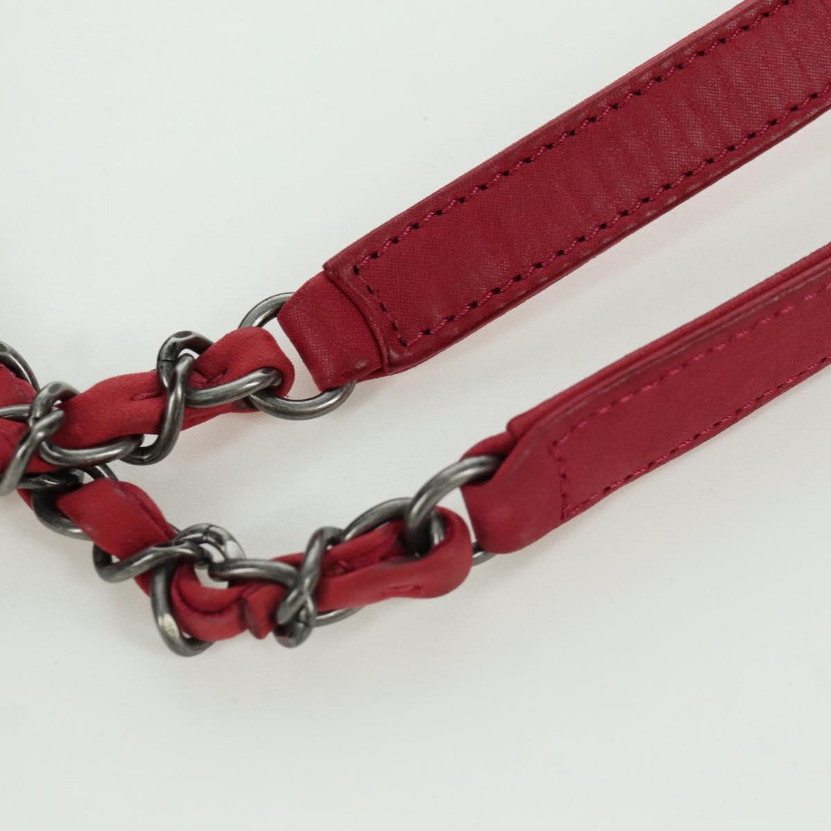 CHANEL Chain Shoulder Bag Leather Red CC Auth 173242SAV