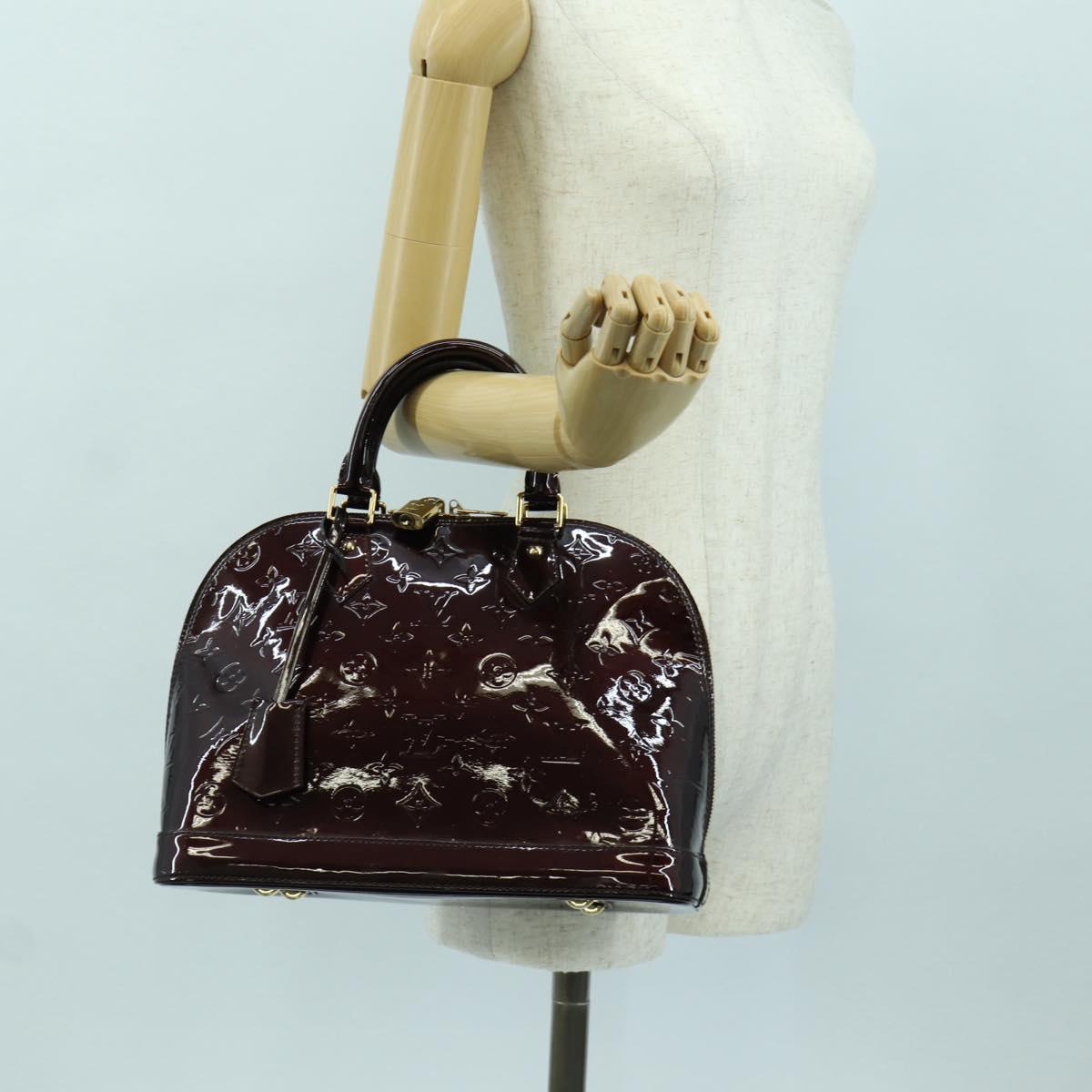 LOUIS VUITTON Monogram Vernis Alma PM Hand Bag Rouge Favist M91691 Auth 173245V
