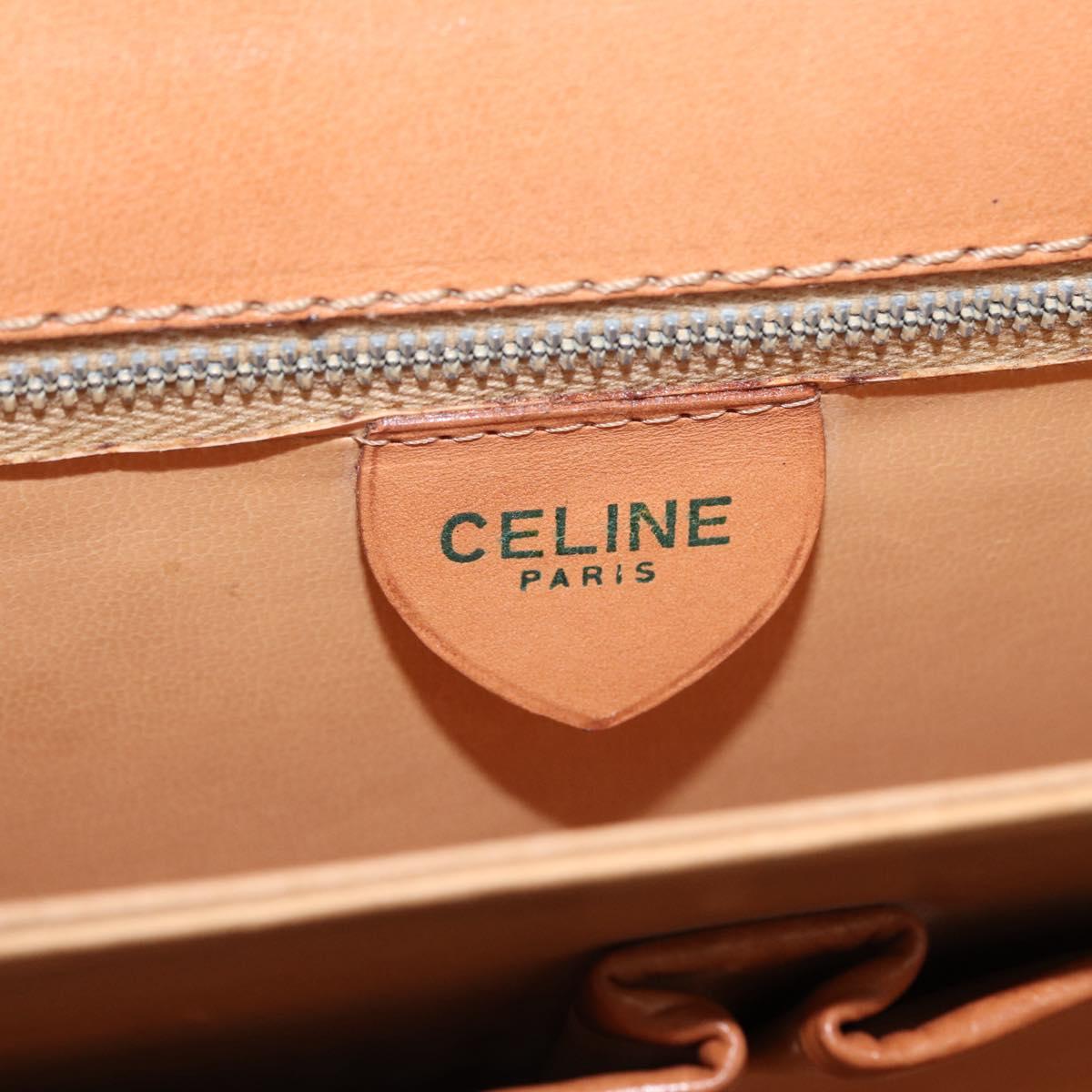 CELINE Macadam Canvas Horse Carriage Shoulder Bag Beige Gold Auth 173246