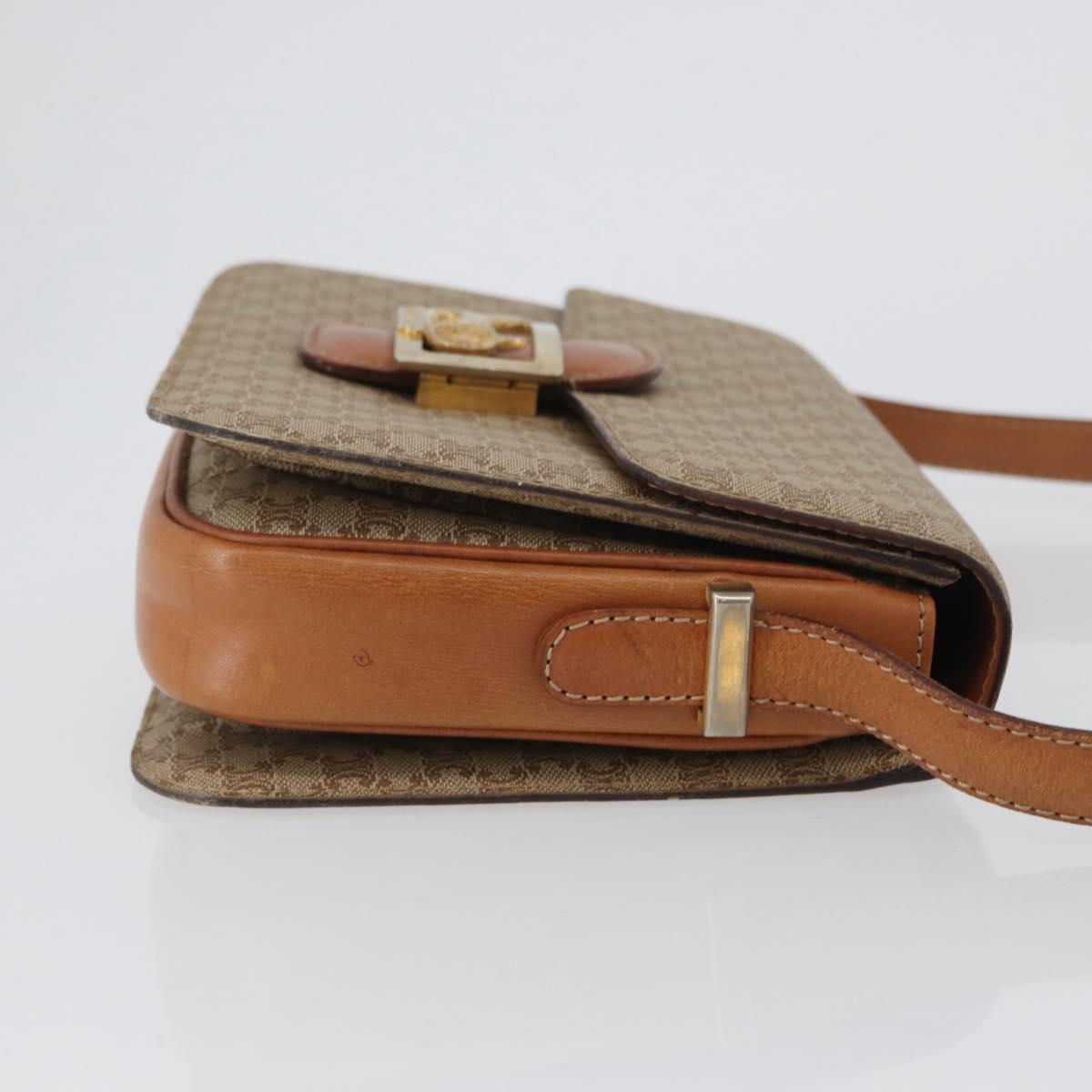 CELINE Macadam Canvas Horse Carriage Shoulder Bag Beige Gold Auth 173246
