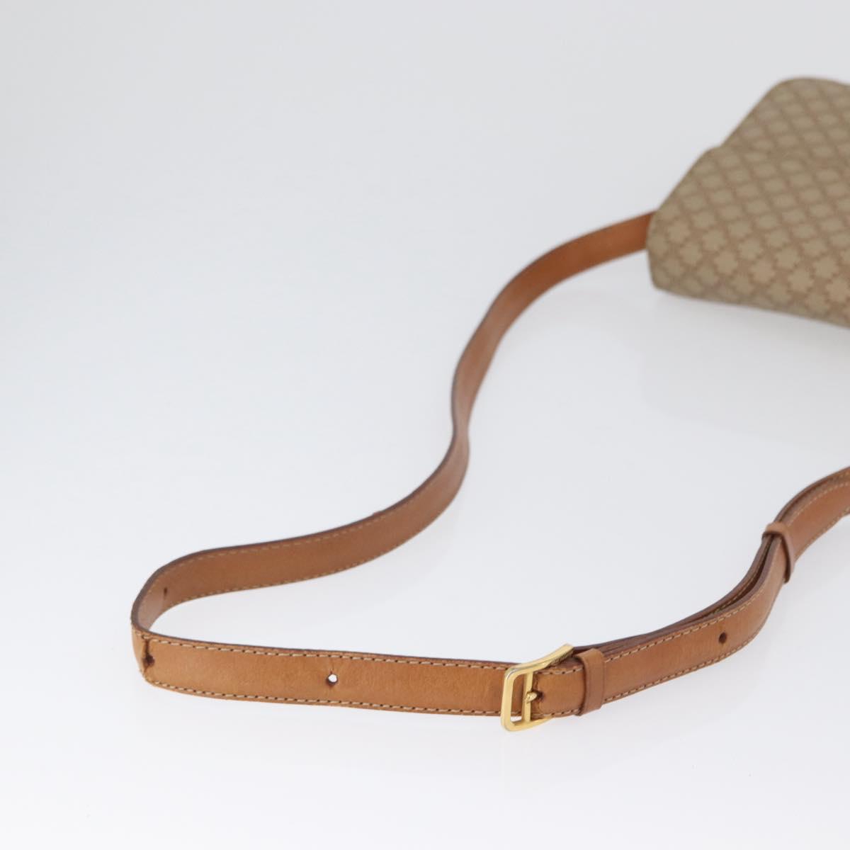CELINE Macadam Canvas Horse Carriage Shoulder Bag Beige Gold Auth 173246