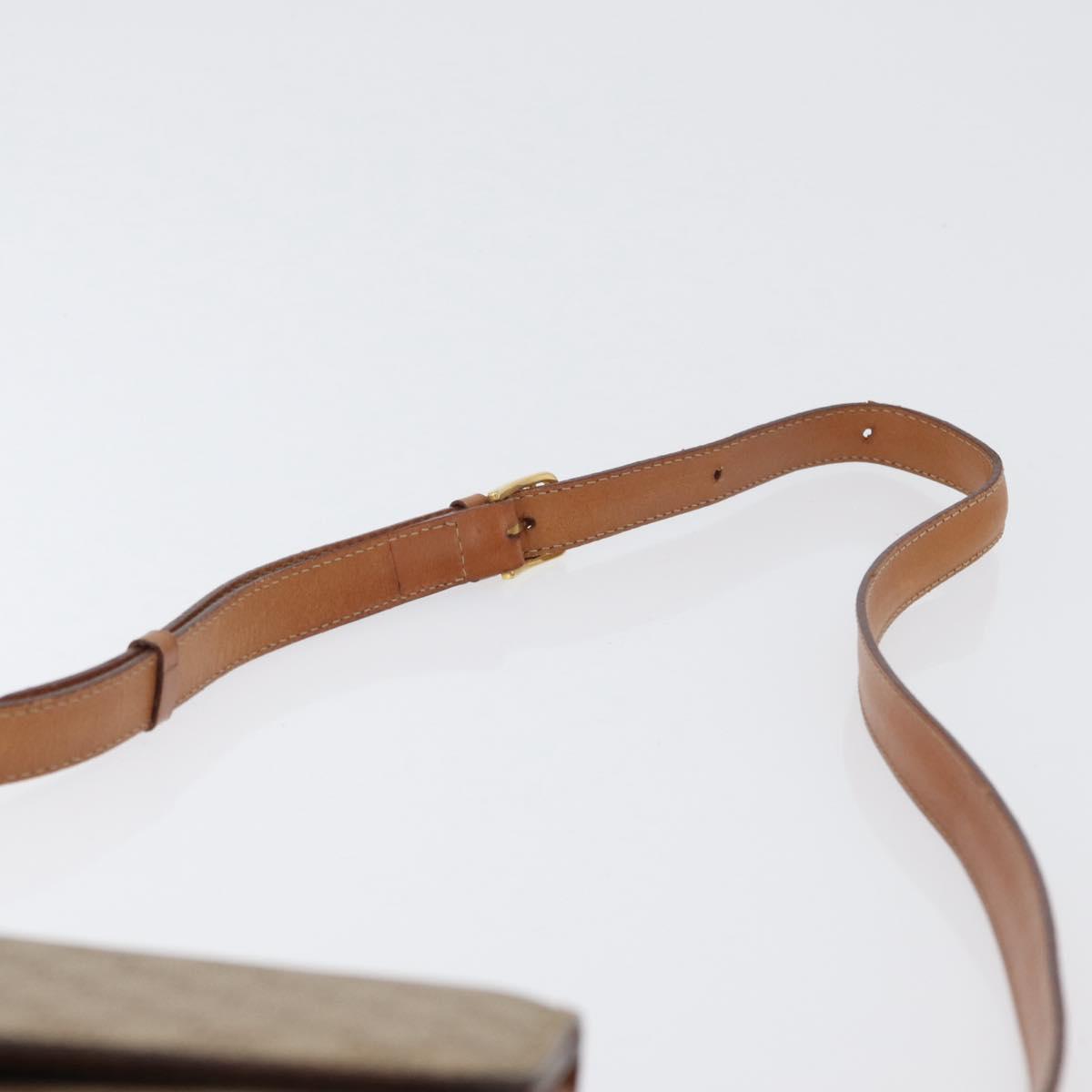 CELINE Macadam Canvas Horse Carriage Shoulder Bag Beige Gold Auth 173246
