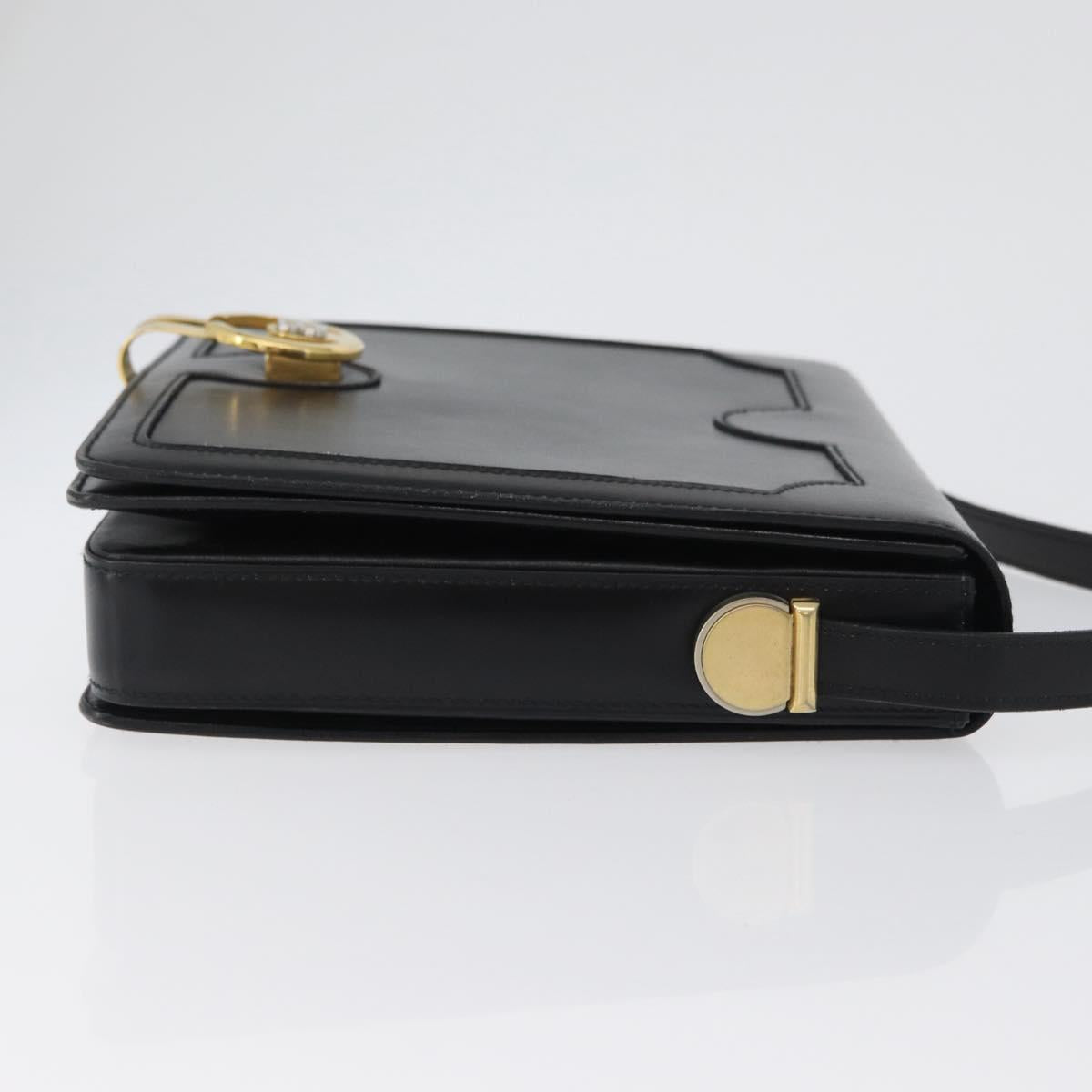 BALLY Shoulder Bag Leather Black Gold Auth 173248A