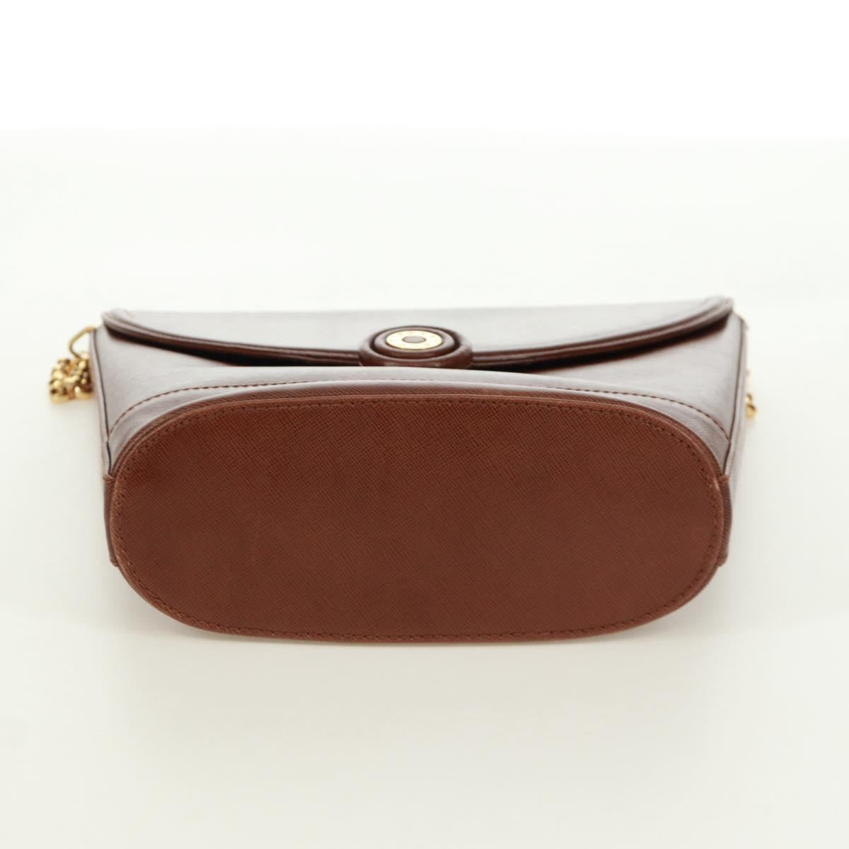 TIFFANY&Co. Chain Shoulder Bag Leather Brown Gold Auth 173250V