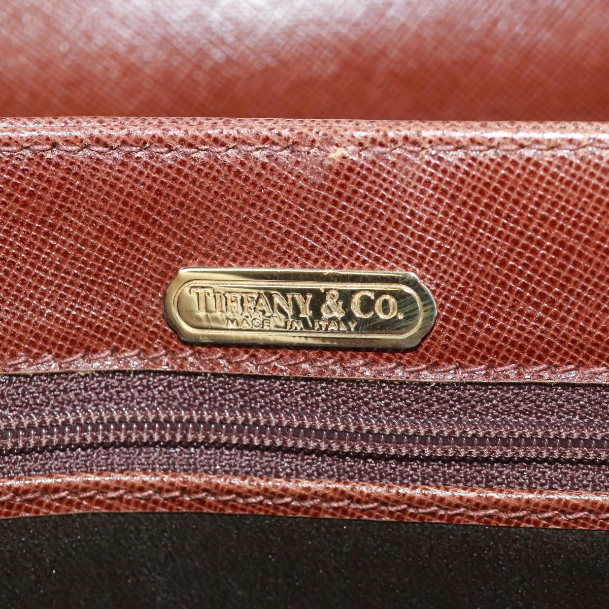 TIFFANY&Co. Chain Shoulder Bag Leather Brown Gold Auth 173250V