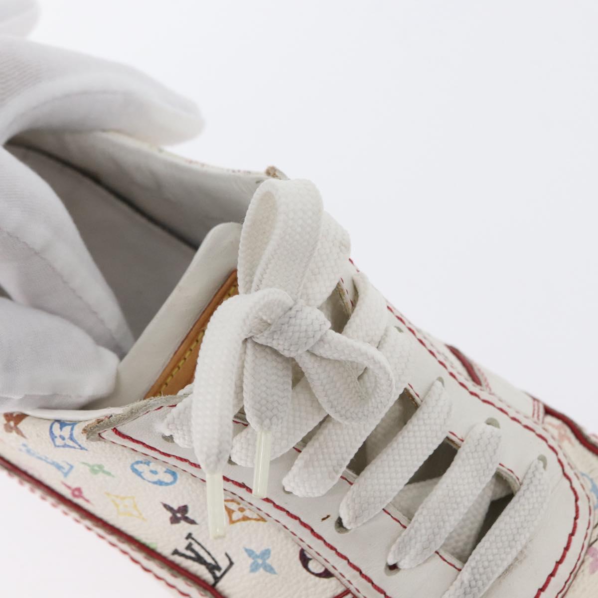 LOUIS VUITTON Monogram Multicolor Sneakers 36 1/2 White LV Auth 173253