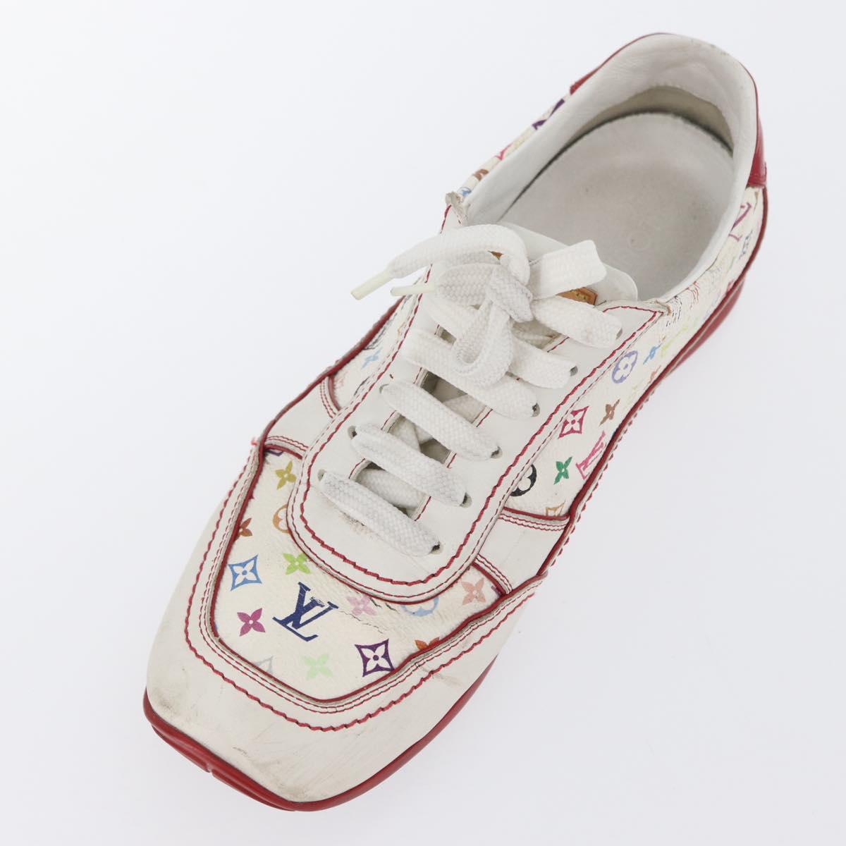LOUIS VUITTON Monogram Multicolor Sneakers 36 1/2 White LV Auth 173253