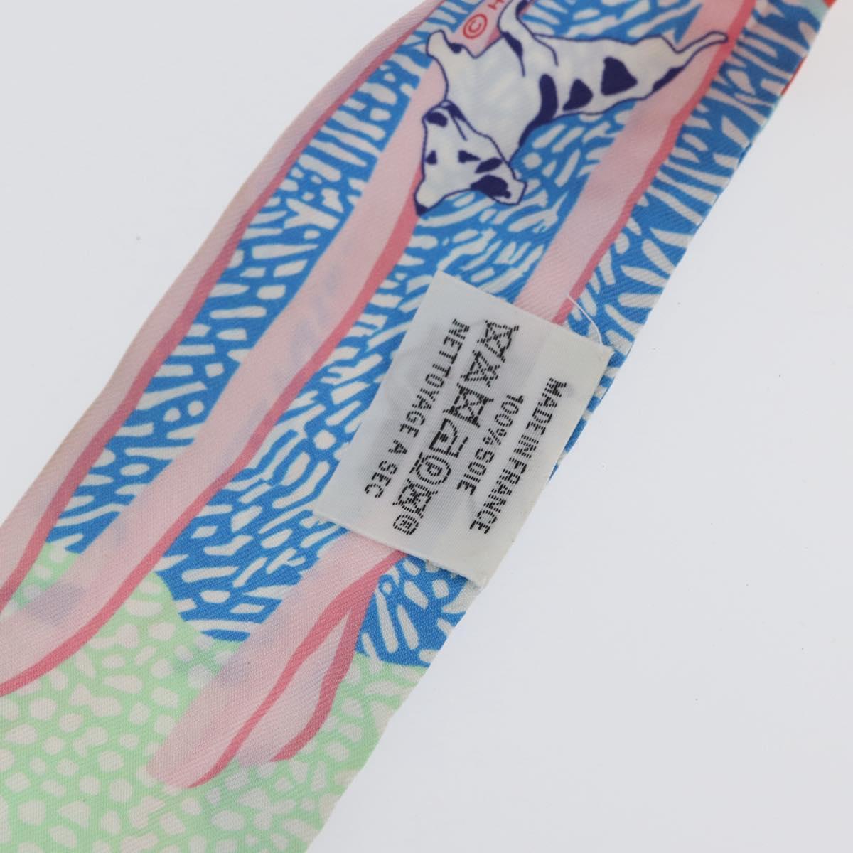 HERMES Twilly Scarf ""En Libertﾃｩ ! "" Silk Multicolor Auth 173260A