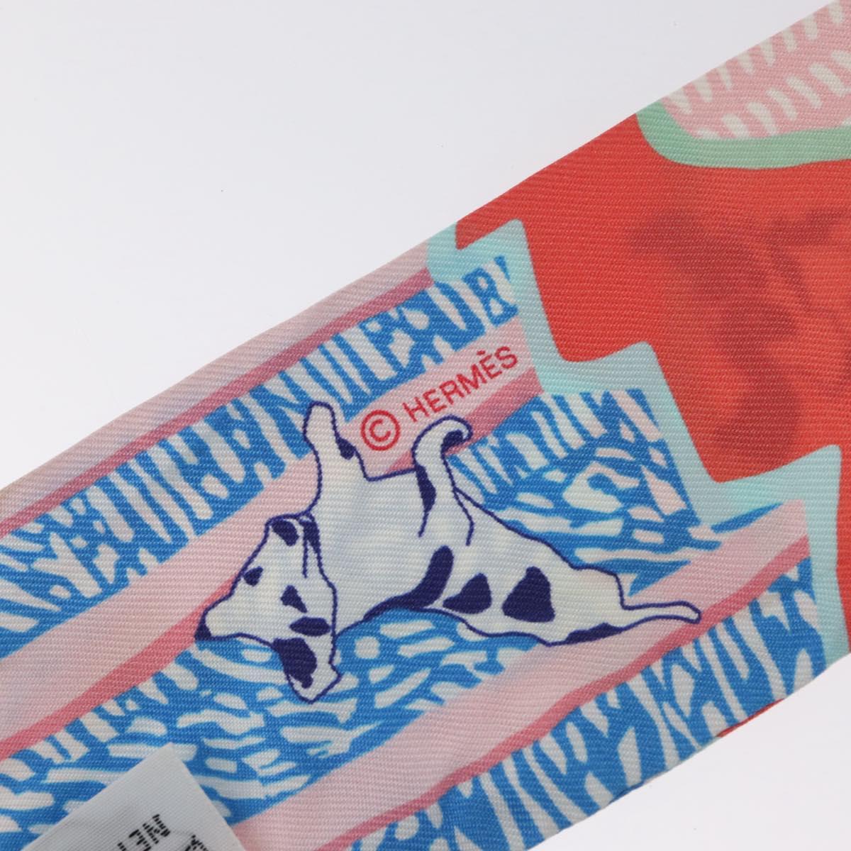 HERMES Twilly Scarf ""En Libertﾃｩ ! "" Silk Multicolor Auth 173260A