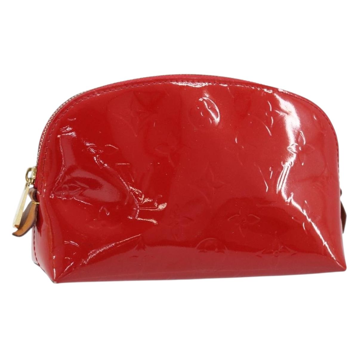 LOUIS VUITTON Monogram Vernis Pochette Pouch Red Slys M90172 LV Auth 173261