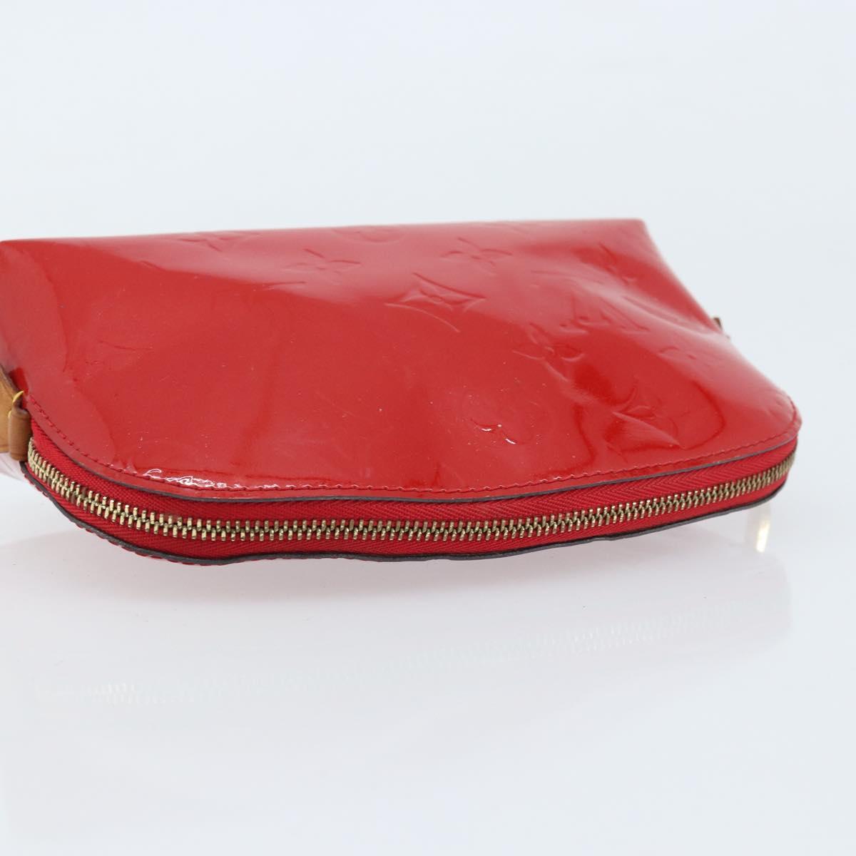 LOUIS VUITTON Monogram Vernis Pochette Pouch Red Slys M90172 LV Auth 173261