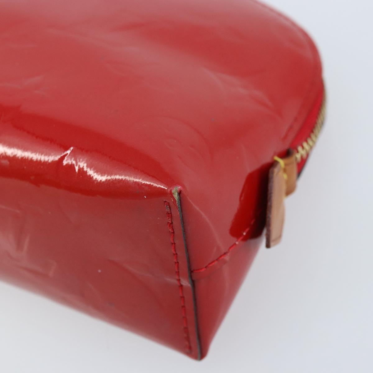 LOUIS VUITTON Monogram Vernis Pochette Pouch Red Slys M90172 LV Auth 173261